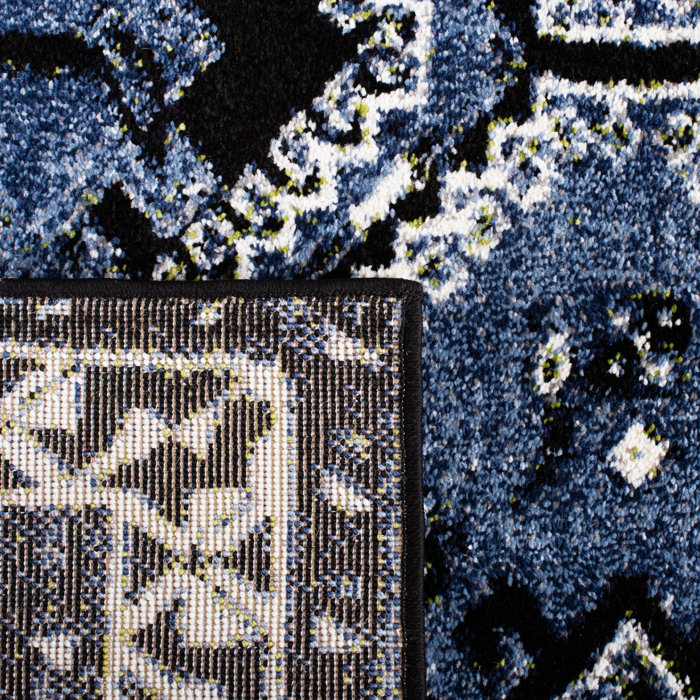 Bungalow Rose Performance Blue/Black Rug Wayfair